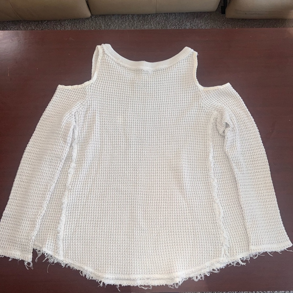 Free People Cream Knit Cold Shoulder Top - Picture 4 of 4